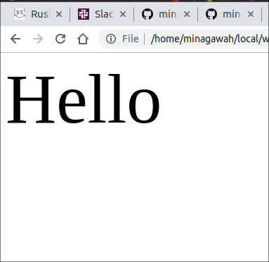 Hello shown in the browser