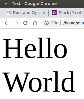 Hello World shown in the browser